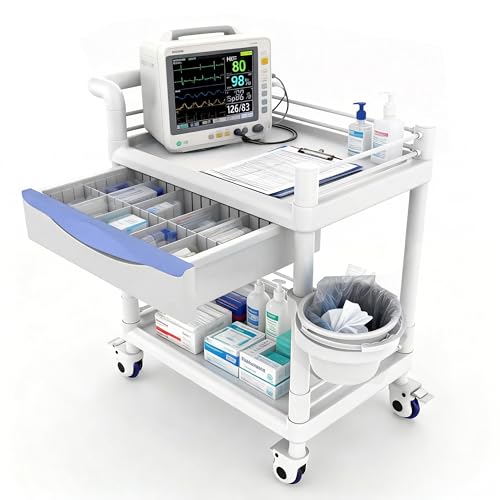 Bravique Rolling Utility Cart with XL Divided Drawer