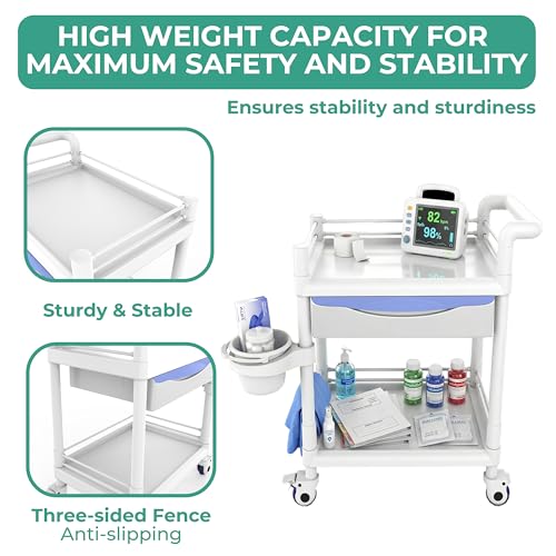 Bravique Rolling Utility Cart with XL Divided Drawer - Image 5