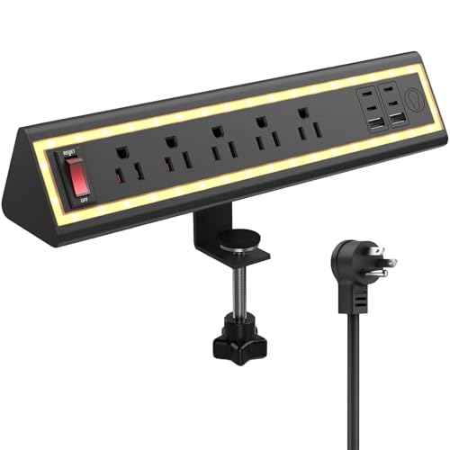 40W Fast Charging Desk Clamp Power Strip with Nightlight - Image 1