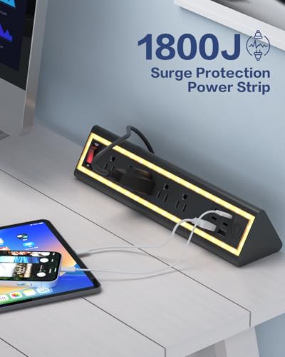 40W Fast Charging Desk Clamp Power Strip with Nightlight - Image 3