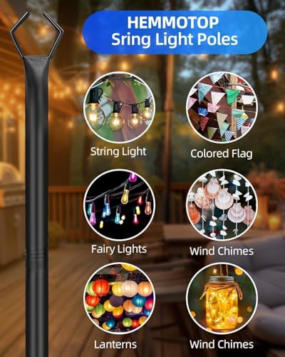 43% Off HEMMOTOP 10FT String Light Poles for Patio - Image 2