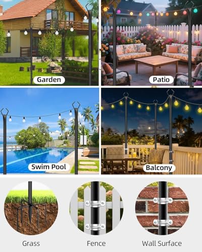 43% Off HEMMOTOP 10FT String Light Poles for Patio - Image 4