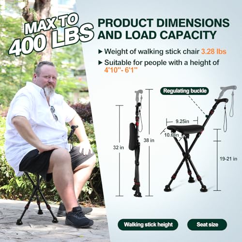 Heavy-Duty Walking Cane Chair with Seat Holds 400 lbs - Image 5