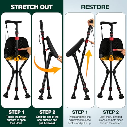 Heavy-Duty Walking Cane Chair with Seat Holds 400 lbs - Image 6