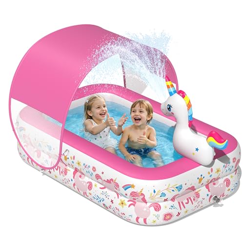 Unicorn Kiddie Pool with Canopy & Sprinkler - 25% Off