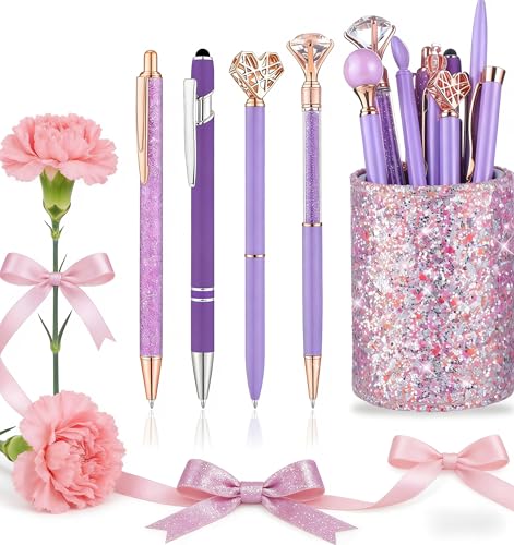 Purple Pen Set with Holder – Great Gift for Mom