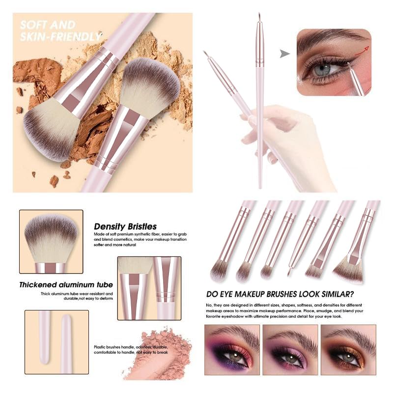 52% Off KUORYZAL 66Pcs Pink Makeup Brush Set + Code - Image 3