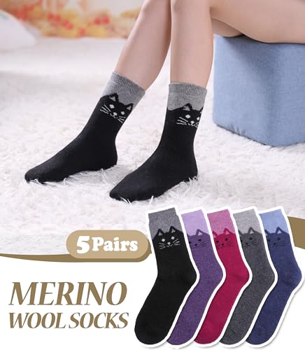 50% Off FNOVCO Wool Socks for Women – 5 Pairs - Image 3