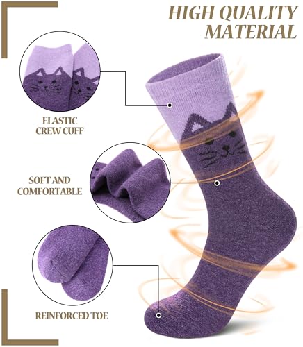 50% Off FNOVCO Wool Socks for Women – 5 Pairs - Image 4