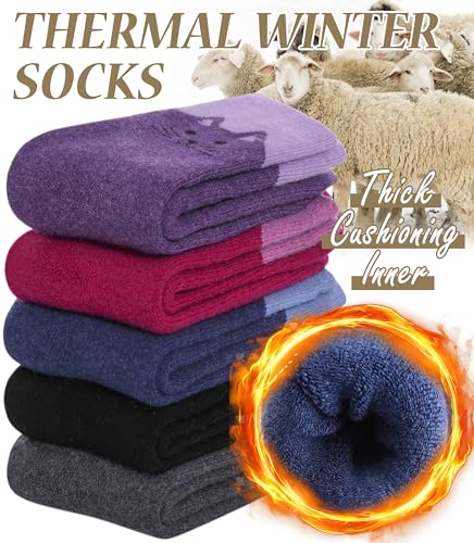 50% Off FNOVCO Wool Socks for Women – 5 Pairs - Image 5