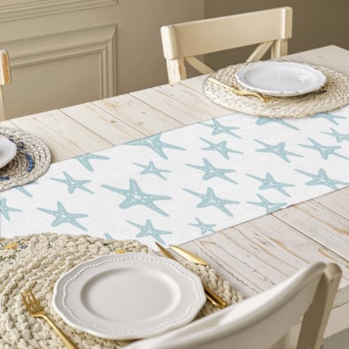 Blue Starfish Table Runner 13x72 Inch - Nautical Beach Decor - Image 2