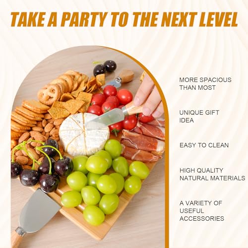 Bamboo Charcuterie Board Set with Drawer - Great Gift - Image 5