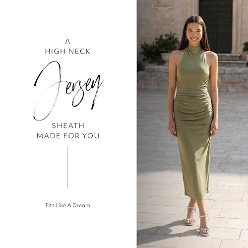 Elegant David's Bridal Jersey Sheath Dress in Eucalyptus - Image 2