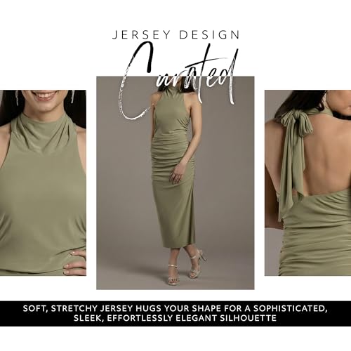 Elegant David's Bridal Jersey Sheath Dress in Eucalyptus - Image 3