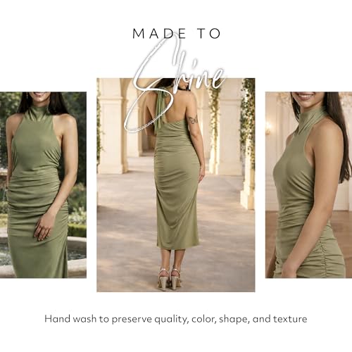 Elegant David's Bridal Jersey Sheath Dress in Eucalyptus - Image 6