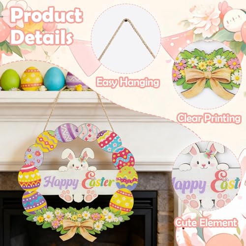 43% Off Easter Wooden Wreath for Front Door Decor - Image 3