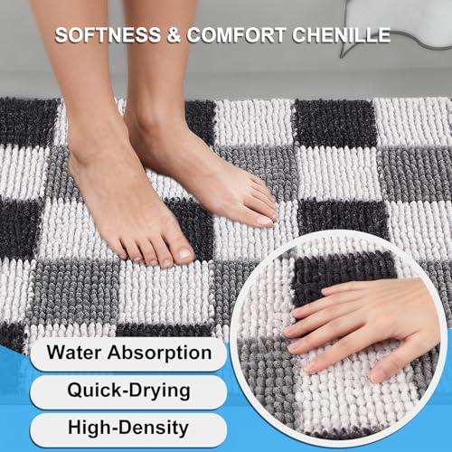 50% Off BSSN 3-Piece Black Chenille Bathroom Rug Set - Image 3