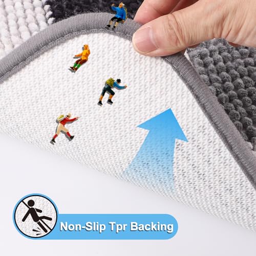 50% Off BSSN 3-Piece Black Chenille Bathroom Rug Set - Image 4