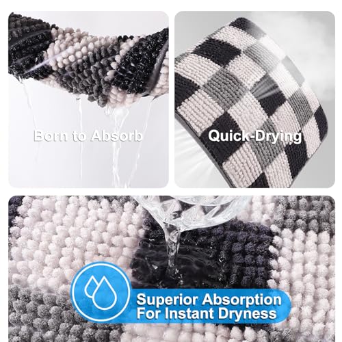 50% Off BSSN 3-Piece Black Chenille Bathroom Rug Set - Image 5