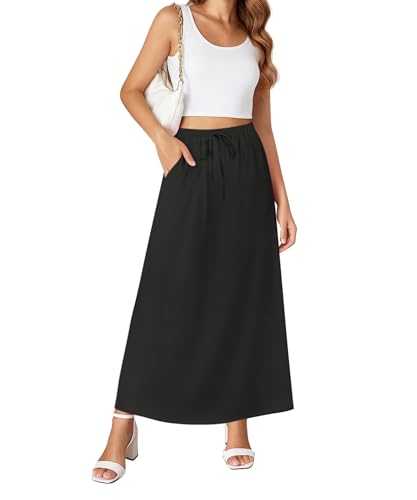 NILOUFO High Waisted Maxi Skirt with Pockets - Under $10