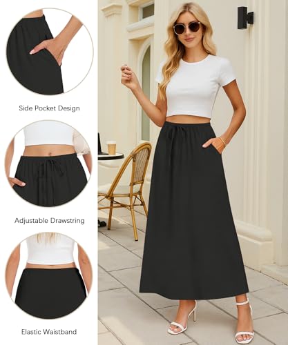 NILOUFO High Waisted Maxi Skirt with Pockets - Under $10 - Image 4