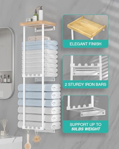 50% Off HapiRm Towel Rack with Shelf for Bathroom - Image 5