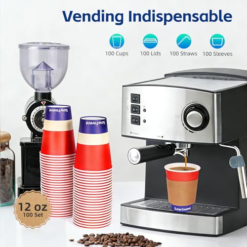 7% Off 100-Pack 12oz Disposable Paper Coffee Cups - Image 3