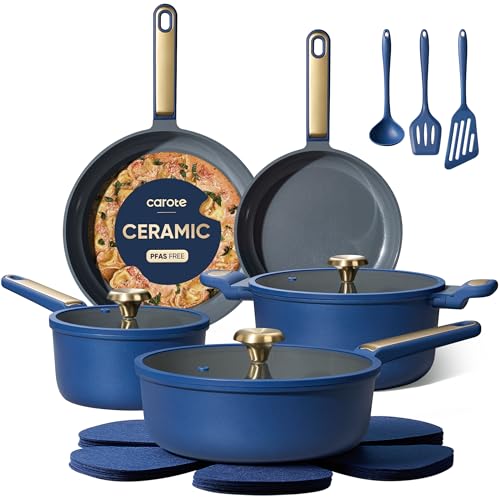 65% Off CAROTE 16-Piece Ceramic Nonstick Cookware Set - Image 1