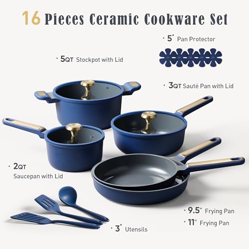 65% Off CAROTE 16-Piece Ceramic Nonstick Cookware Set - Image 2