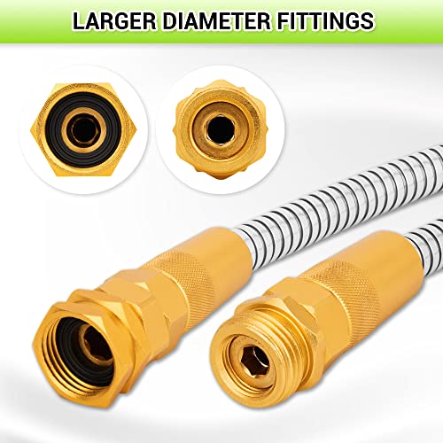 25FT Stainless Steel Garden Hose with 8-Pattern Nozzle - $32.98 - Image 2