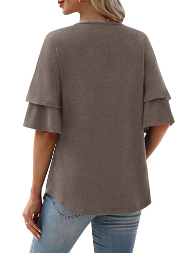 MixShe Women V-Neck Ruffle Blouse - Summer Lightweight Top - Image 4