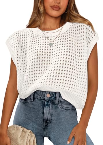 58% Off WIHOLL Women's Crochet Cap Sleeve Top - Image 1