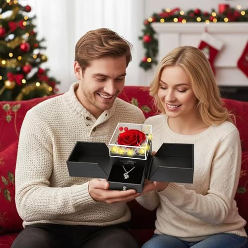 50% Off Preserved Rose & Heart Necklace Set for Her - Image 6