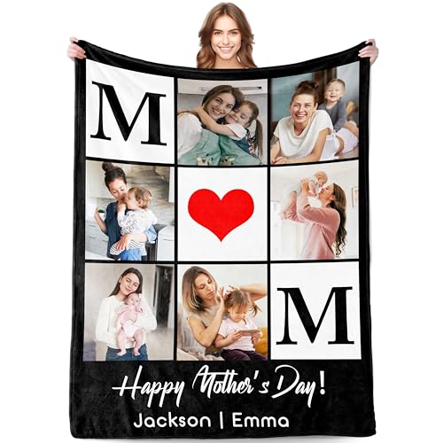 50% Off Custom Photo Blanket Gift for Mom from Daughter Son