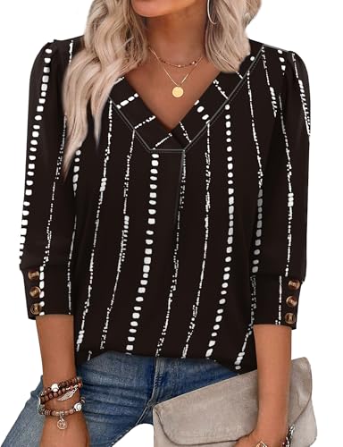 Under $10: OFEEFAN Women's 3/4 Sleeve V-Neck Blouse
