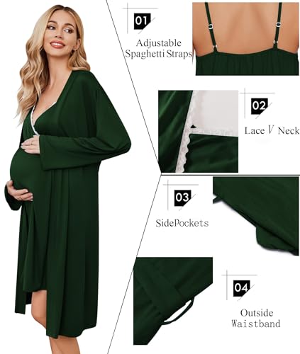 50% Off Ekouaer Maternity Nursing Gown and Robe Set - Image 3