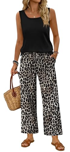 55% Off WIHOLL Women's Two Piece Tank & Wide Leg Pants Set