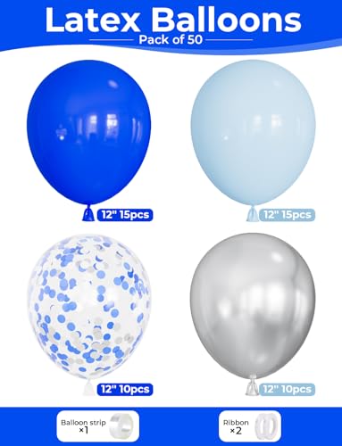 44% Off Royal Blue & Silver Balloons Set - 50 Pcs - Image 3