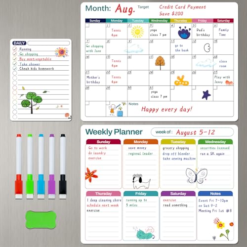 Magnetic Dry Erase Fridge Calendar Set – 3 Pack Under $10
