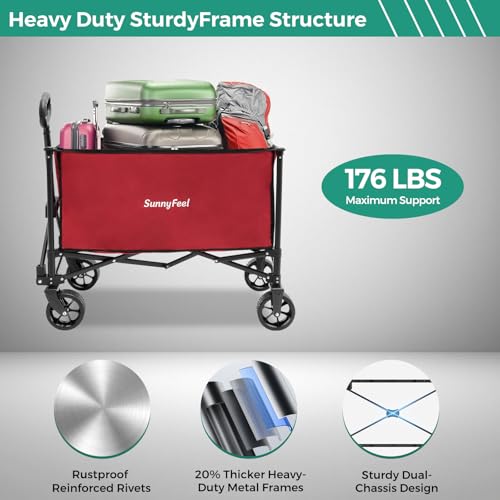 30% Off SUNNYFEEL Collapsible Wagon for Garden & Camping - Image 3