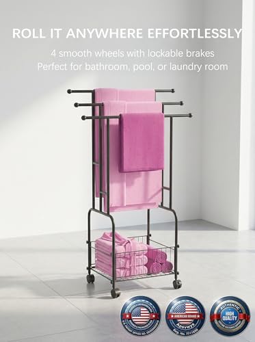 50% Off: 42.5" Free-Standing Towel Rack with Wheels - Image 3
