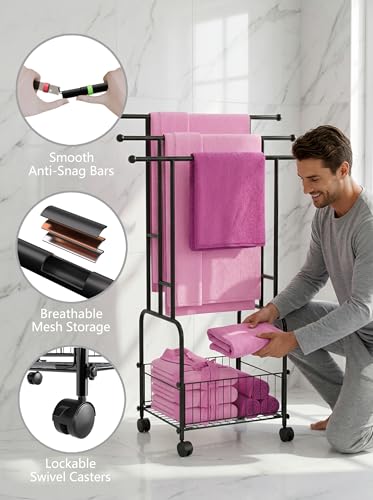 50% Off: 42.5" Free-Standing Towel Rack with Wheels - Image 4