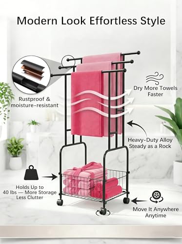 50% Off: 42.5" Free-Standing Towel Rack with Wheels - Image 5