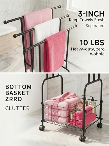 27% Off Freestanding Towel Rack with Wheels & Basket - Image 7