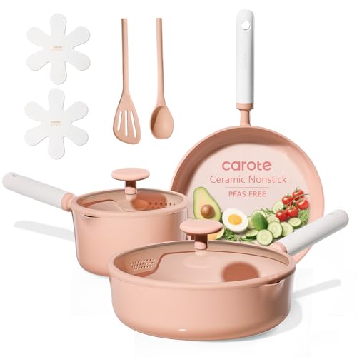 CAROTE 9pcs Ceramic Cookware Set: 70% Off - Nonstick & PFAS-Free