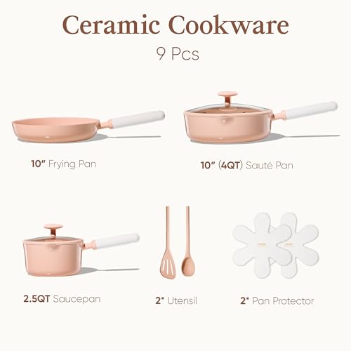CAROTE 9pcs Ceramic Cookware Set: 70% Off - Nonstick & PFAS-Free - Image 2