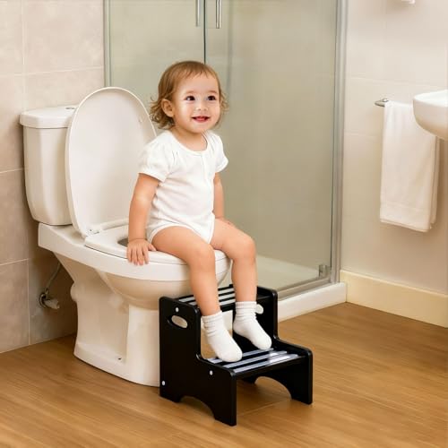50% Off KIDL Wooden Step Stool for Kids, Toddler 2 Step (Black) - Image 6