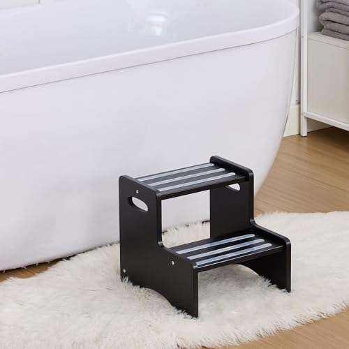 50% Off KIDL Wooden Step Stool for Kids, Toddler 2 Step (Black) - Image 7
