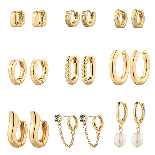 29% Off 9-Pair Gold Chunky Hoop Earrings Set