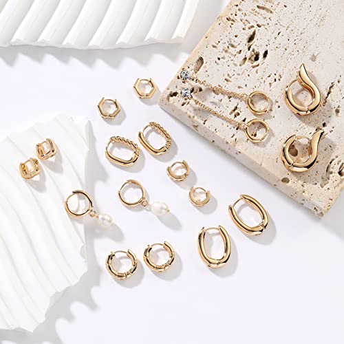 29% Off 9-Pair Gold Chunky Hoop Earrings Set - Image 5
